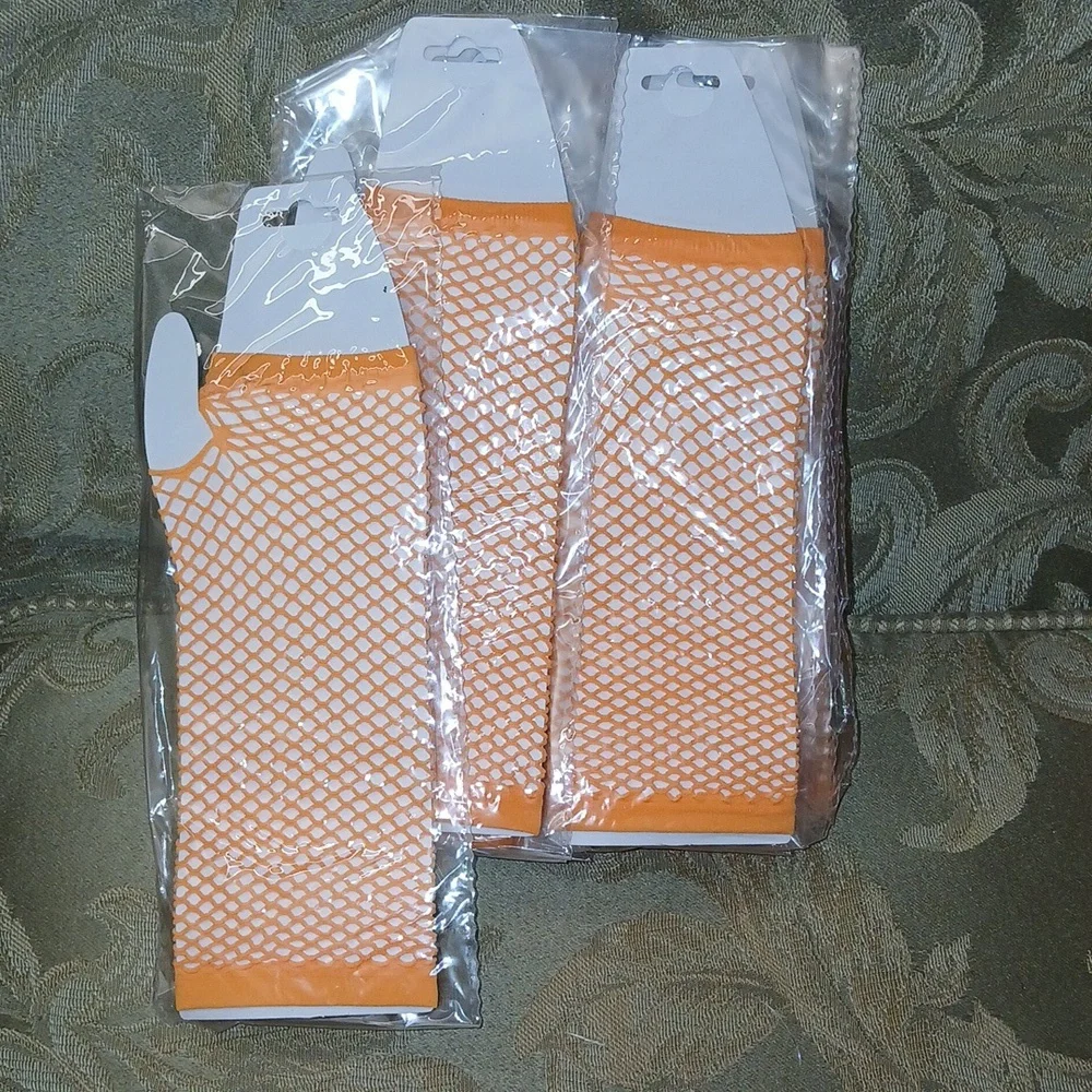 Orange Fishnet Arm Warmers Party favors lot of 12 NWT